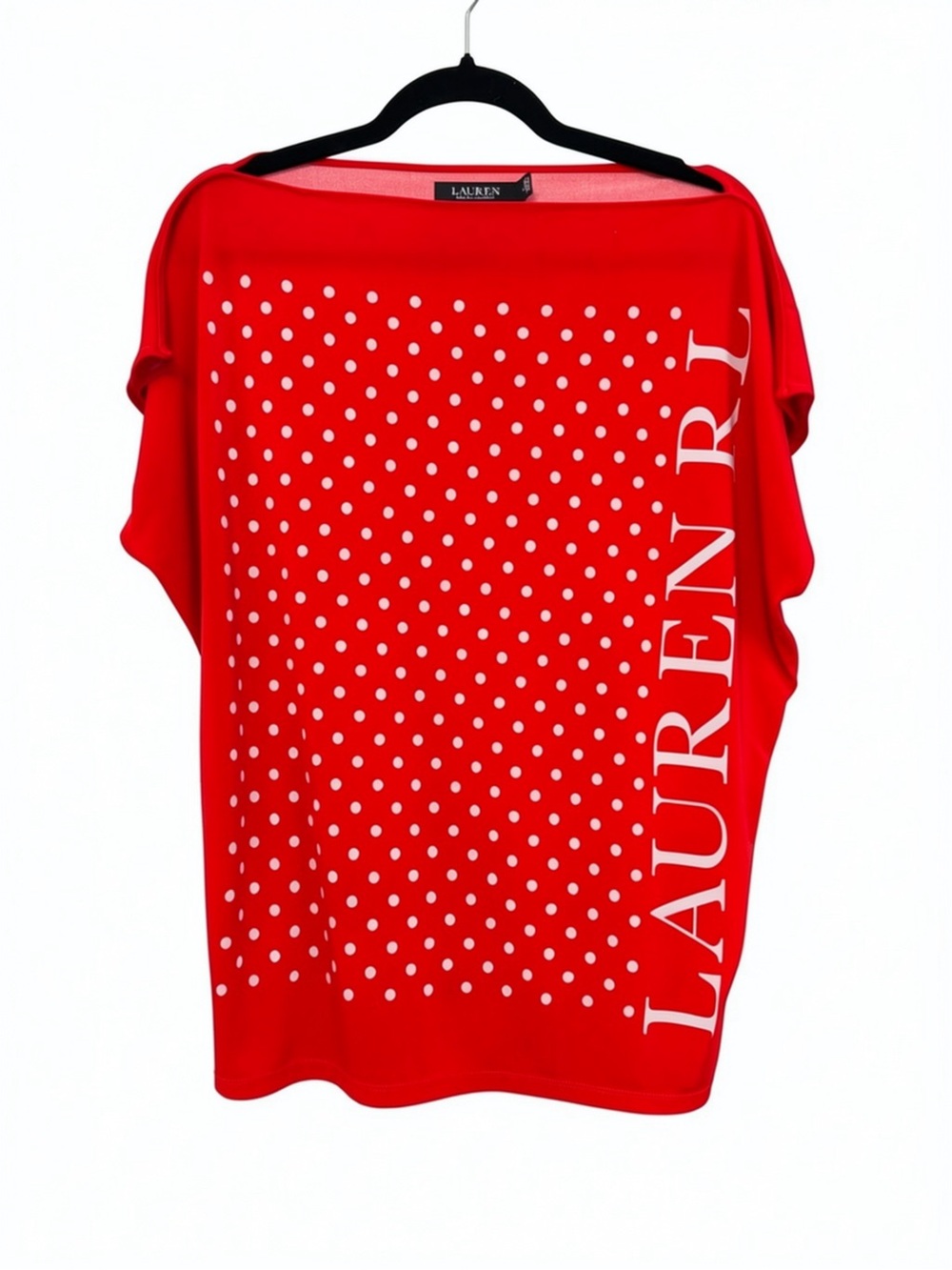Ralph Lauren Red Polka Dot Draped Women's Top